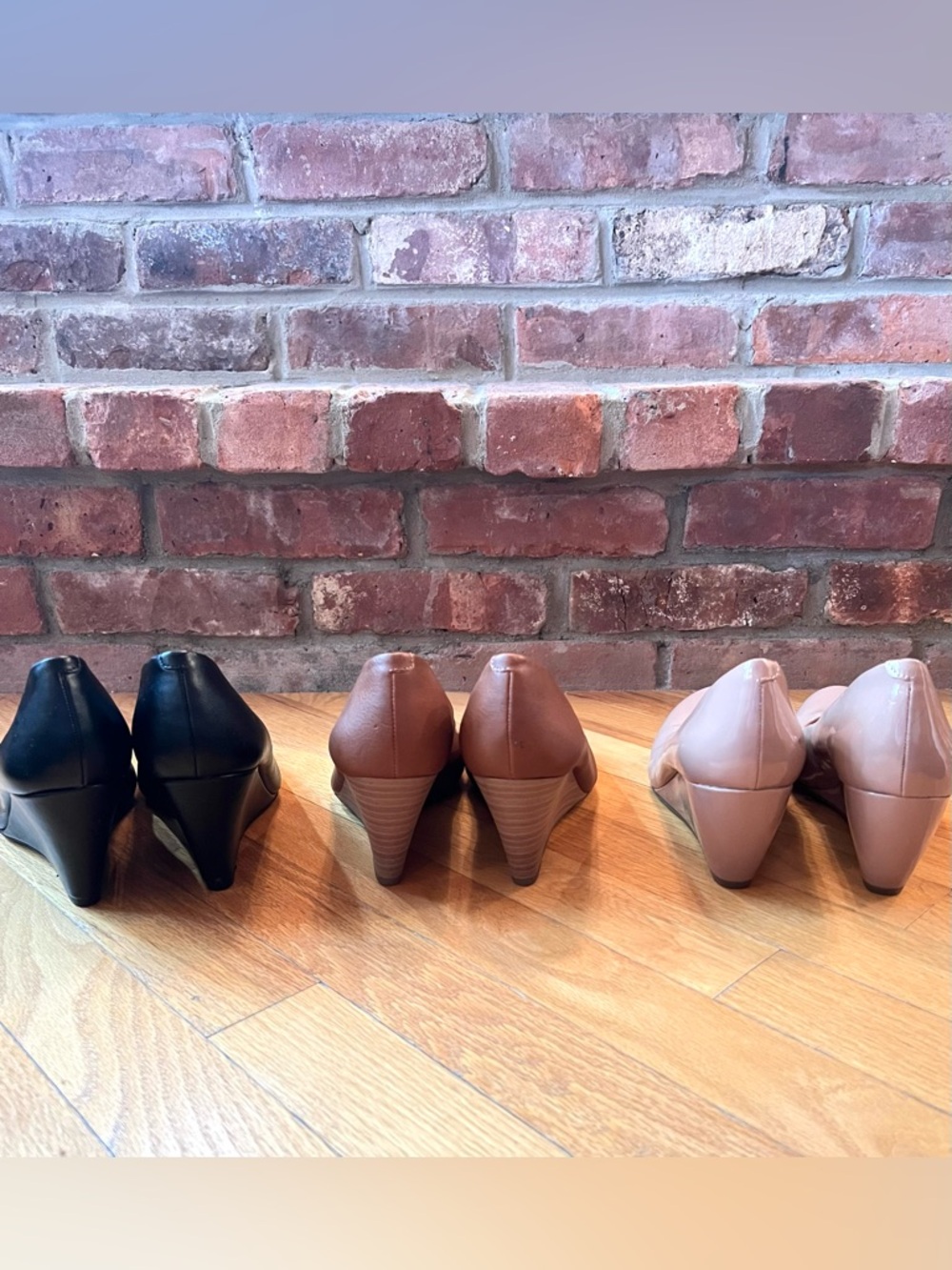 Jessica Simpson Sampson Round Toe Wedge Heels Lot of 3 Pairs Black Brown Tan - Picture 2 of 12